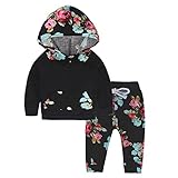 Tovadoo 子供服 ベビー服 女の子 パーカー+ズボン 秋冬 長袖 花柄 部屋着 可愛い ソフト ファッション 保育園 旅行 プレゼント