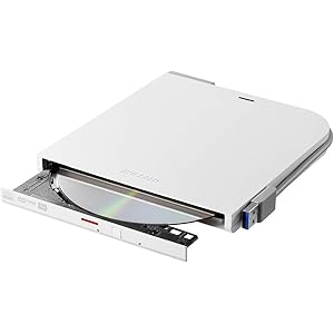 BUFFALO USB3.1(Gen1)/3.0 外付け DVD/CDドライブ バスパワー Wケーブル(給電ケーブル付き…