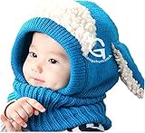 Belka Smile 選べる 5色　ひつじ ニット帽 ニット帽子 ベビー キッズ 赤ちゃん 子 子供 かわいい　プレゼント　出産祝い 防寒 (青）