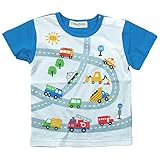 【初夏盛夏対応】 NON SECTION(ノンセクション) 天竺乗り物いっぱい半袖Tシャツ 95cm/ブルー NO.BF-83100