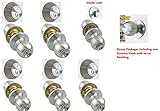 5 Sets of NuSet Fremont(26D)Entry Door Knob and Single Cylinder Dead Bolt Combo in Satin Chrome Fini