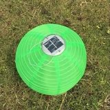 Jimeng　直径30CM　防水　ソーラー発電　提灯　ランタン　イルミネーション　太陽光パネル搭載　和風　折り畳み式　グリーン