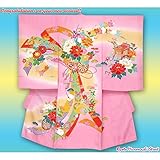 お宮参り 女の子 着物 正絹 友禅柄 お祝い着(初着・産着) 日本製「ピンク 花車に束ね熨斗」HGU439