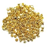 カシメ 6mm X6.5mm ゴールド 100組 両面 金具 レザークラフト ハンドメイド パーツ 小 極小 (6mmX6.5mmゴールド100組)