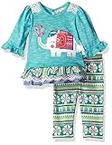 Rare Editions Baby Little Girls' Applique Legging Set Elephant 3/6M [並行輸入品]
