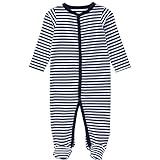 エルフ ベビー(Fairy Baby)足つきロンパース ベビー服 つなぎ カバーオール 長袖 0-3M しま柄 紺色