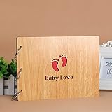 DIYフォトアルバムスクラップブック、10インチ木製カバー、記念日メモリーブック、maplecolor結婚式ゲストブック、ギフト ブラック