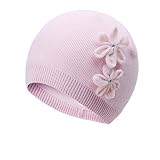 Toubaby 子供の女の子冬帽子女の赤ちゃんの帽子 ピンクと白0～6歳の (0-12月, ピンク)