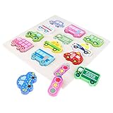 Kesoto 3色選択　動物/形/車ブロック　形合わせ　積み木　幼児　赤ちゃん　認知おもちゃ　知育玩具セット - 車ブロック