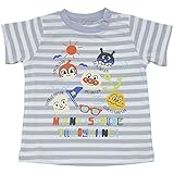 【本体綿100％】2018年 夏物 アンパンマン 天竺 ボーダープリント 半袖Ｔシャツ Anpanman 首周りグレー◇90cm