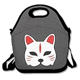 狐 マスク 神社 動物 お弁当バッグ ランチバッグ ベビー用バッグ One Size ブラック