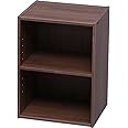 アイリスオーヤマ カラーボックス 収納ボックス 本棚 2段 可動棚 幅36.6×奥行29×高さ49.4cm ウォールナットブラウン モジュールボックス MDB-2K
