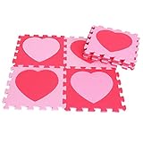 B Blesiya ジョイントマット　プレイマット　厚め　フロアパズル　9枚組 　柔軟　ベビー歩くことを学ぶ時　全5種類 - 愛ピンク赤