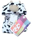 【La Bella】 アニマル ベビー タオル ポンチョ 男女兼用 空調 防寒 対策 プール サイド 海 出産祝い にも (うし（黒）)