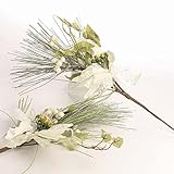 グループの4 Sparkling冬ホワイトポインセチアSprays with Hand Wrapped Stems