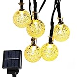 ソーラー LEDストリングライト ATPWONZ ボール型イルミネーションライト 全長7ｍ 30LED 室外 キャンプ 結婚式 誕生日 クリスマスに飾りライト 防水 (電球色)