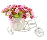 Arbeflo バイクスタイル織るバスケット造花 フェイクフラワー 家庭飾り 店 店舗 バーなどの 装飾に最適 (ローズレッド)