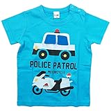 【初夏盛夏対応】 CHEEK ROOM(チイクルーム) 製品洗い加工済み42/2天竺パトカー半袖Tシャツ 90cm/SA NO.B-480133