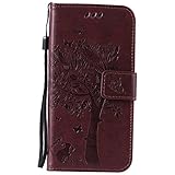 OMATENTI Samsung Galaxy S6 ケース, 100％手作り 高級PUレザー ケース 手帳型 保護ケース カード収納ホルダー付き 横置きスタンド機能付き マグネット式 Samsung