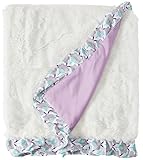 Zoe Purple and White with Floral Print Ruffle Reversible Velour Blanket by The Peanut Shell
