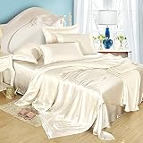 LilySilk(リリーシルク）シルク掛け布団カバー/布団カバー/寝具カバー【19匁天然シルク100%】アイボリー/シングル150x210cm