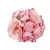 【ノーブランド品】ウェディング ブーケ バラ 造花 結婚式 花束 花嫁 豪華 フラワーガール ローズ ピンク