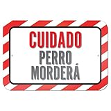犬のケアの注意MorderÃ¡犬かみますスペイン語 9" x 6" 私にtal 符号