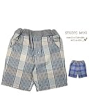 【子供服】 Studio mini (スタジオミニ) 綿麻先染めチェック５分丈パンツ 80cm～140cm G35107