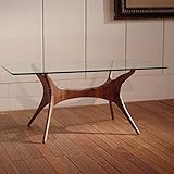 オーガニックなガラステーブル 幅170 奥行き80 高さ 72.5 cm ダイニングテーブル ガラステーブル ウォールナット無垢材 長方形 食卓 高級 北欧ミッドセンチュリー モダン オーガニックレトロ モダンリビング テーブル