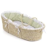 Badger Basket Natural Moses Basket with Gingham Bedding, Sage by Badger Basket [並行輸入品]