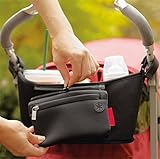 Taurau.C ベビーカー ドリンク ホルダー ネット バッグ 多機能 小物入れ 収納 ベビーとのお出かけに便利♪ たっぷり収納できる多機能バッグ (Black)