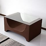 (DORIS) ガラステーブル ローテーブル 【ミニョン ブラウン】 コーヒーテーブル ファブリック製 強化ガラス8mm (KIC)