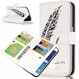 Zeebox Galaxy S6 手帳型 ケース スタンド機能 カード収納ホルダー 衝撃吸収 Samsung Galaxy S6 対応 高品質 保護カバー 生涯補償付き (ホワイト)