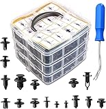 Autoam 自動車用リベット 190個18種類 ユニバーサル プラスチック製リベット フェンダー バンパークリップ プッシュリベット固定用 押し込み式 車 クリップ トリムクリップ リベットセット トヨタ/ホンダ/日産/マツダ フォード汎用 混合ファスナー 収納ケース付きB15