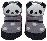 ツイン ベビーソックス パンダマスコット付 11~13cm ドット靴 グレー