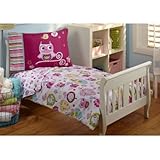 Owls Hoot Hootベッド4 Piece Toddler Beddingセット