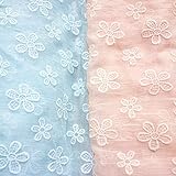 幅140cm x長さ95cmロマンチックなシフォン花刺繍レース生地 (オレンジ)