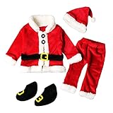 Tovadoo 子供服 ベビー服 男の子 上着+ズボン+ソックス+帽子 秋冬 長袖 サンタクロース クリスマスパーティー 可愛い 演出服 プレゼント