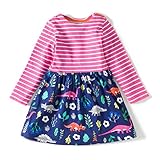 子供カジュアルドレス 女の子ナイトガウン 綿100％ ロングＴシャツ ワンピース 青恐竜のスタイル 長袖パジャマ 2-7歳用 (4歳(95cm))