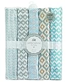 Petite L'Amour Baby Boys' "Chevron Sleep" 5-Pack Receiving Blankets - blue, one size
