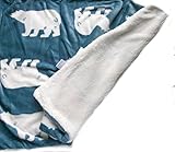 ひざ掛け ハーフケット ひざかけ 裏ボア ブランケット 肩掛け　ウオームケット　ショルダーケット　ベビーカー　暖か掛け物　オムツ替えシート　内祝い　出産祝い　ギフト　ベビー (ブルー地にシロクマ)