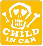 imoninn CHILD in car ステッカー　【マグネットタイプ】　No.31　ガイコツさん　（黄色）