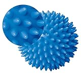 KaLaiXing® スパイキー・マッサージ・ボール、ハード・ストレス・ボール8.0センチフィットネス・スポーツ・エクササイズ用。ヨガ、ジム、フィットネス、スポーツ-blue