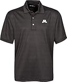 NCAA Minnesota Golden GophersメンズリンクTech Stretch Tonalジャカード半袖ポロシャツ、スモール、ブラック