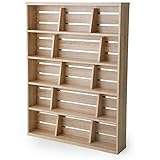 本棚 マンガ収納 スライド＆ディスプレイ ブックエンド 木製 リアル木目 幅90 上段 単品 ナチュラル