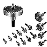 ホールソーセット HSSドリルビット 15PCS 15-53mm ボアビットセット 木工 鉄 アルミニウム管 厚い薄い鋼板など 穴あけ工具 ホールソー 電動ドリル用 (15本セット)