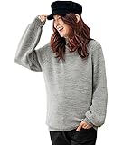 Angeliebe エンジェリーベ 片畦編み タートル ネック ボリューム スリーブ ニット フリー グレー