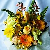 季節のお花おまかせフラワーアレンジメントB(黄色系)「誕生日」「お祝い」「花の産地千葉県館山から発送」