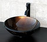 ELIMAX 's ch9052 Artisticラウンドコンボガラス容器シンクwith Oil Rubbed Bronze蛇口とop-upドレイン