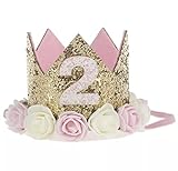 パーティーパーク ベビー キッズ 1歳 2歳 1/2 one 誕生日 バースデー ミニフェルト 王冠 ヘアーアクセサリー ヘアバンド 女の子 記念日 写真 撮影 ホワイトフラワー (2)